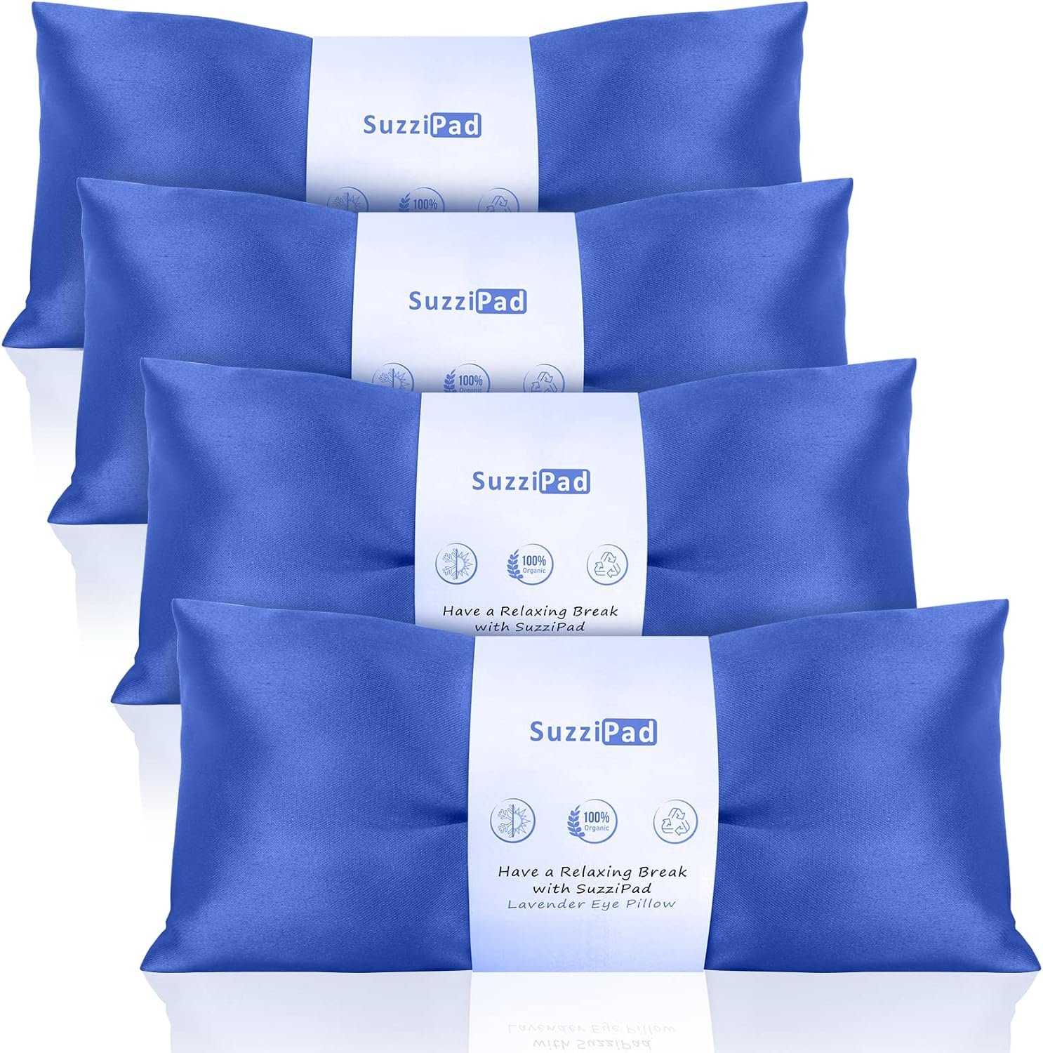 SuzziPad Lavender Eye Pillows for Relaxation with Aromatherapy, Weighted Eye Mask for Sleeping, Meditation, Hot & Cold Eye Compress for Dry Eyes, Relaxation Options for Women, Yoga Eye Pillow, 4 Pack