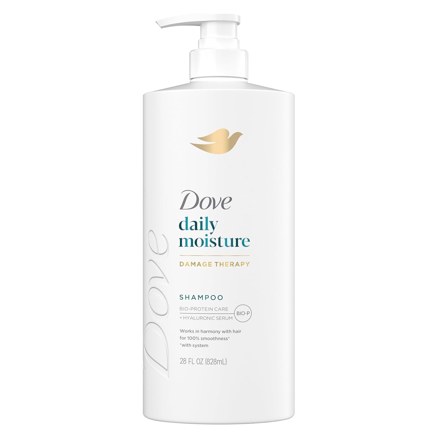 Dove Damage Therapy Shampoo Daily Moisture for Dry Hair with Bio-Protein Care Technology and Hyaluronic Serum 28 Fl Oz