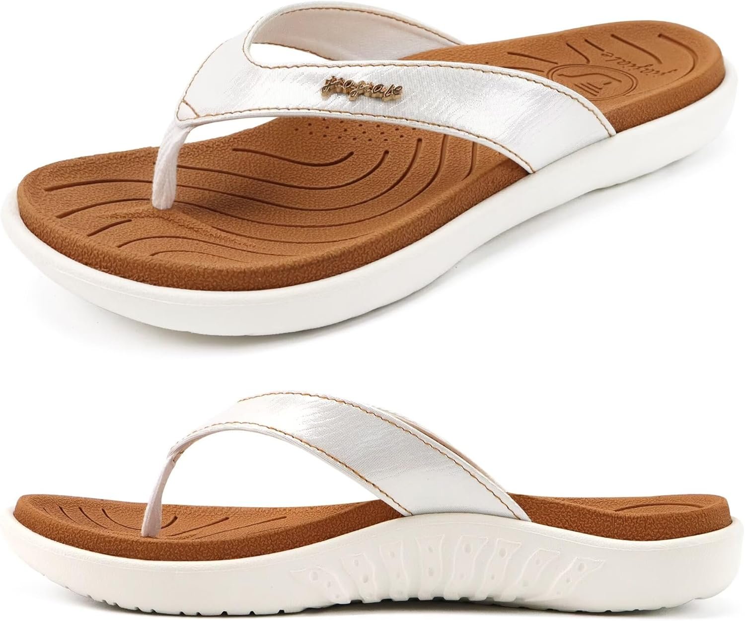 jiajiale Womens Fashion Orthotic Flip Flops Ladies Slip On Lightweight Comfortable Thick Cushion Yoga Mat Thong Sandals With Plantar Fasciitis Arch Support