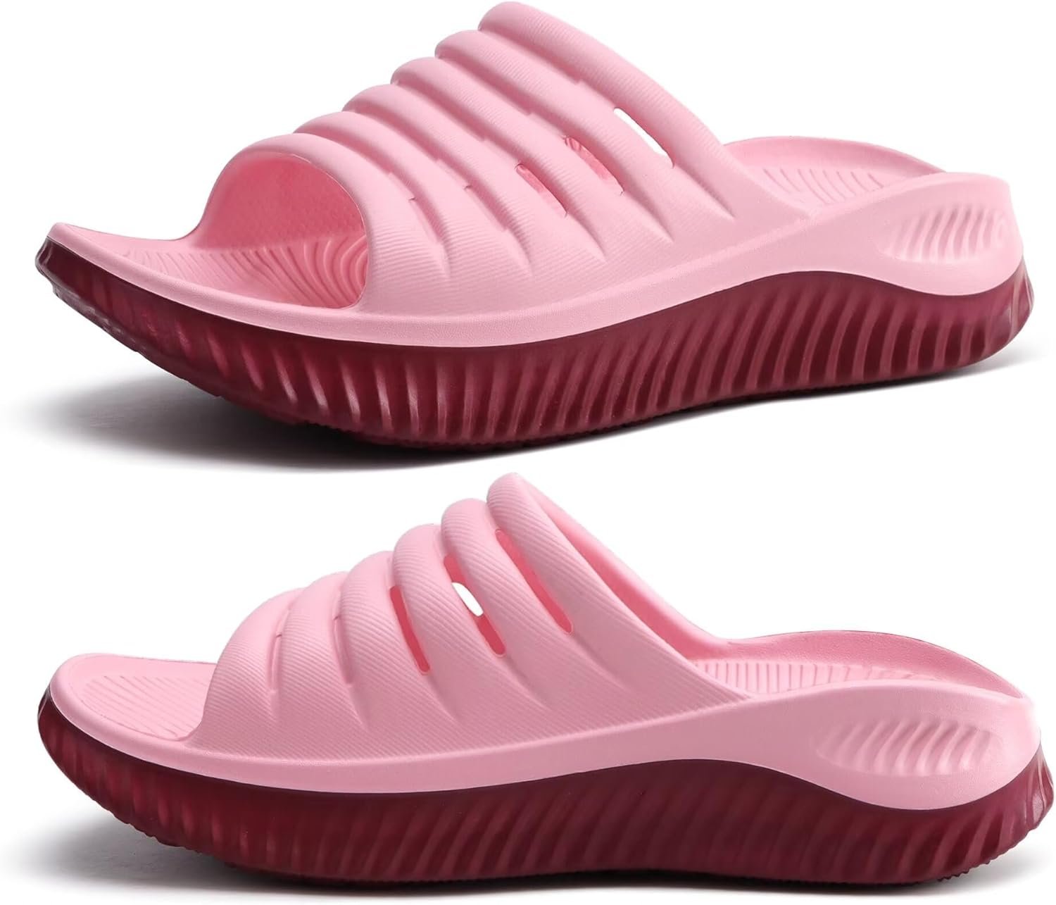 KuaiLu Womens Recovery Sandals With Comfortable Plantar Fasciitis Support,Ladies Orthotic Open Toe Sport Slides Thick Cushion Reduces Stress on Feet,Joints & Back Post-Exercise