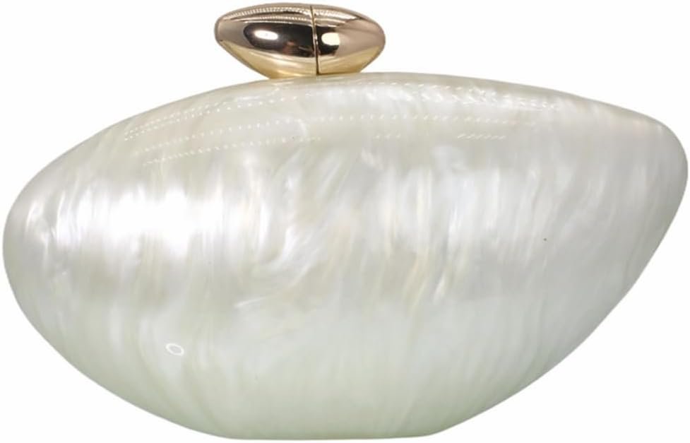 Shell Shape Acrylic Clutch Trendy Metallic Acrylic Evening Bag Shiny Egg Purses and Handbags for Women Wedding Party