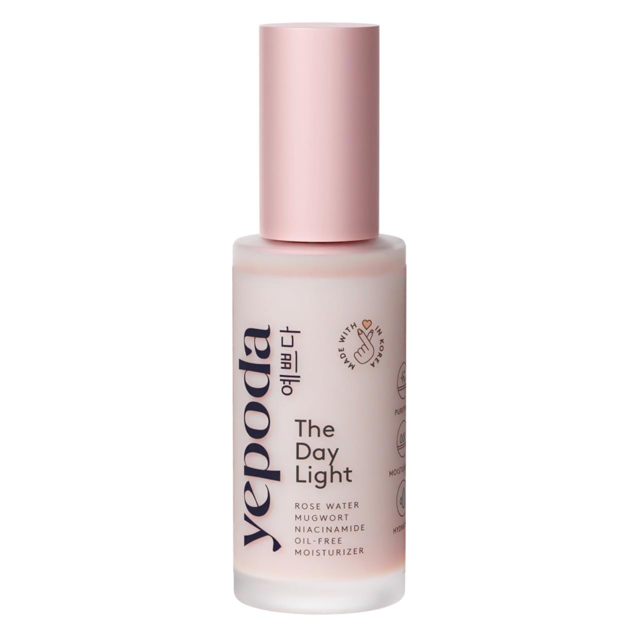Yepoda The Day Light, Oil-Free Purifying Day Moisturizer with Rose Water, Mugwort & Niacinamide, Hydrating Vegan Korean Facial Moisturizer for All Skin Types, 1.69 FL. OZ. (50 ml)