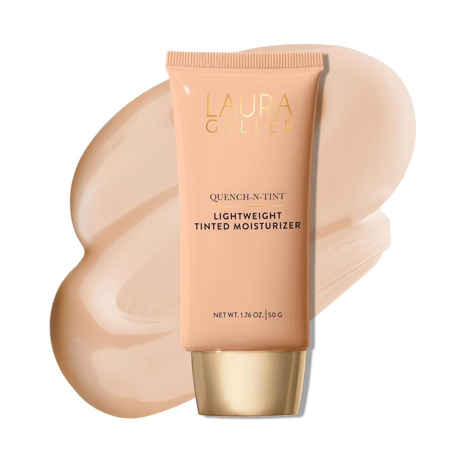 LAURA GELLER NEW YORK Quench-n-Tint Hydrating Foundation – Light – Sheer to Light Buildable Coverage – Natural Glow Finish – Lightweight Formula with Hyaluronic Acid