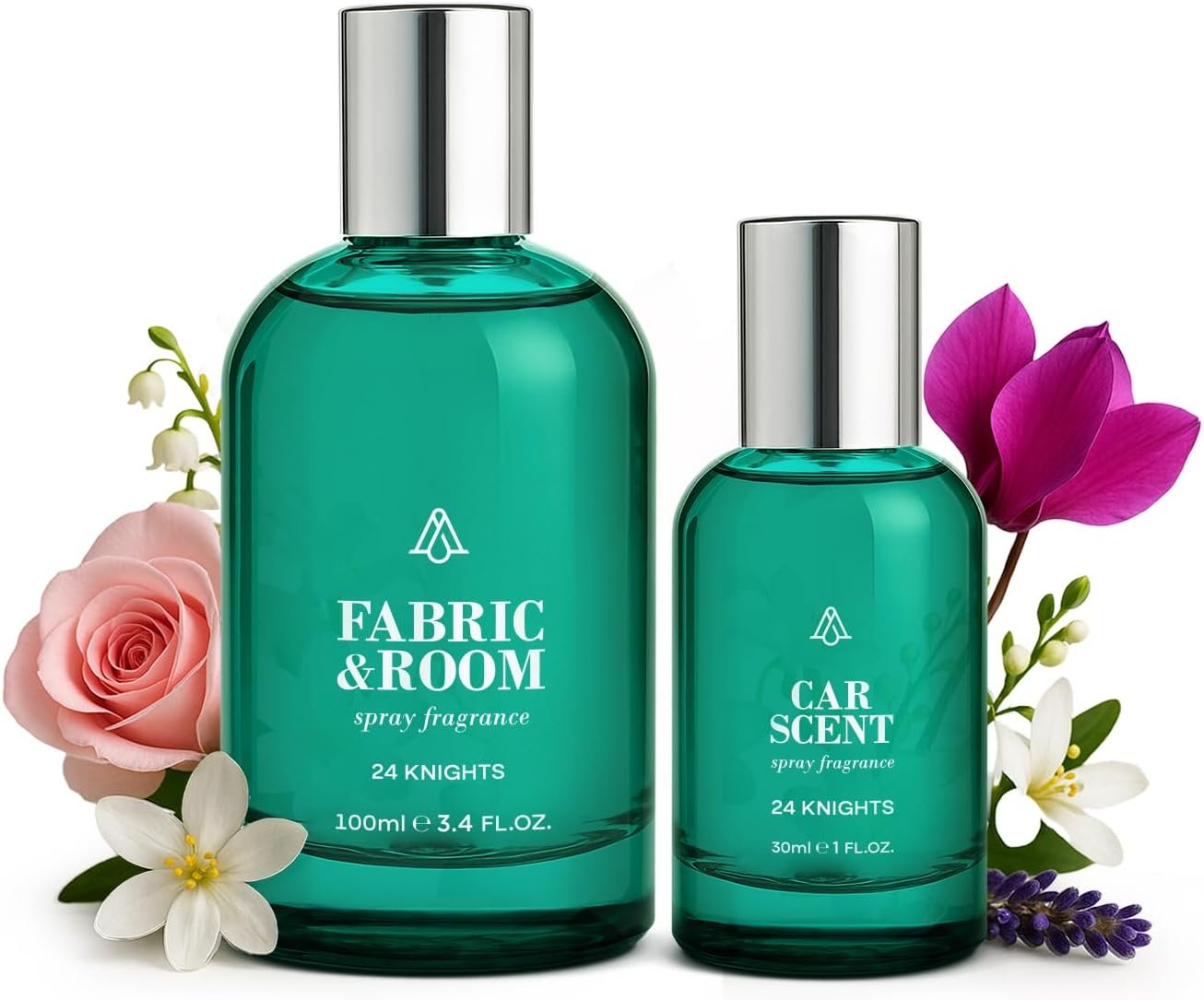 AromaPlan Natural Room Spray & Car Fragrance Kit, 24 Knights- Concentrated, Non-Toxic, Odor Eliminator & Long Lasting- Room Spray Air Freshener- Home, Car- 5 Star Hotel Scent Fragrance (100&30 ml)