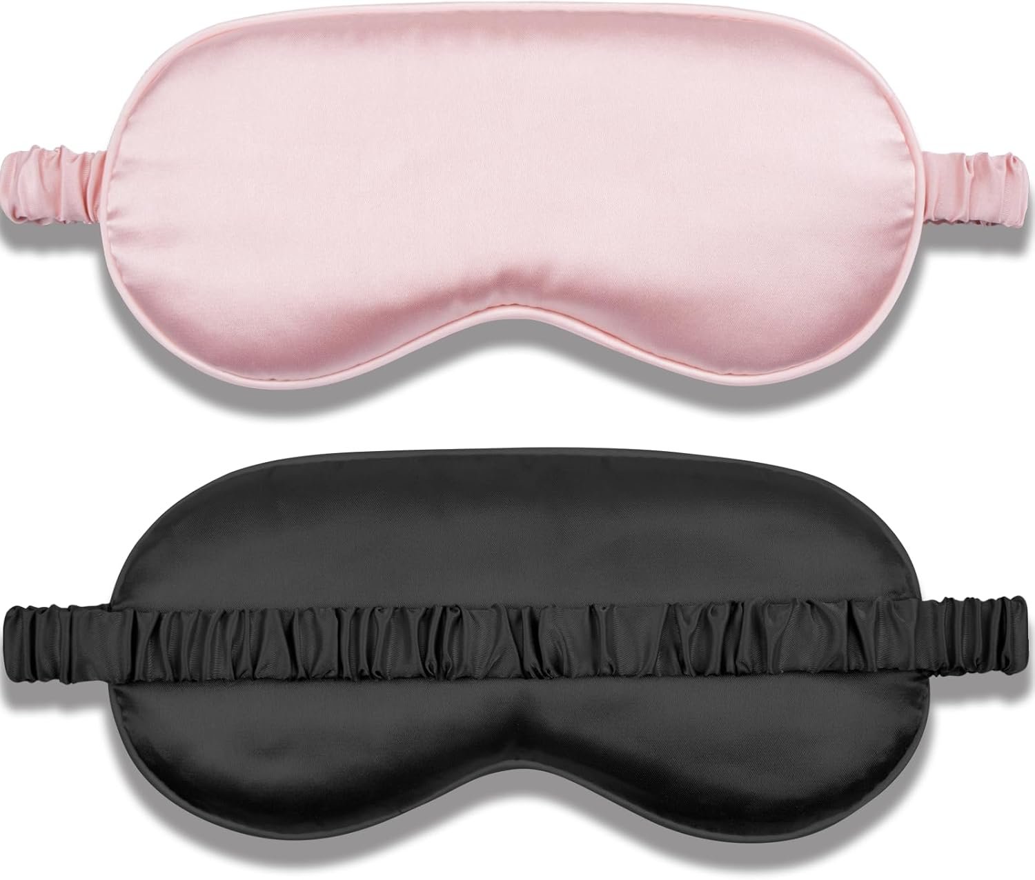 Sleep Mask 2 Pack, Soft Blackout Eye Mask for Women Men, Eye Sleep Shade Cover for Back and Side Sleeper, Sleeping Mask Night Blindfold for Night Sleep, Travel, Nap (Pink, Black)