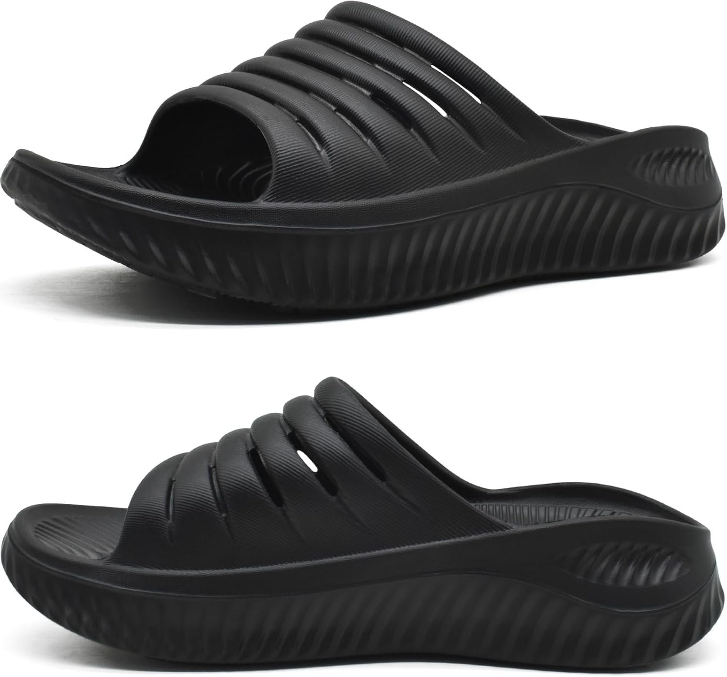 KuaiLu Womens Recovery Sandals With Comfortable Plantar Fasciitis Support,Ladies Orthotic Open Toe Sport Slides Thick Cushion Reduces Stress on Feet,Joints & Back Post-Exercise