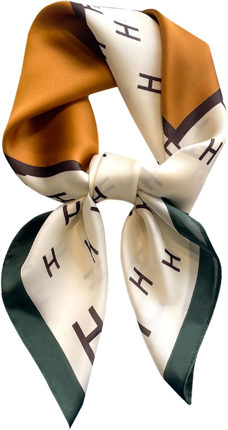 kcctoo 27.5″ Mulberry Silk Feeling Head Scarf Women’s Fashion Square Neck Satin Scarfs for Bag Hair Scarves Gift