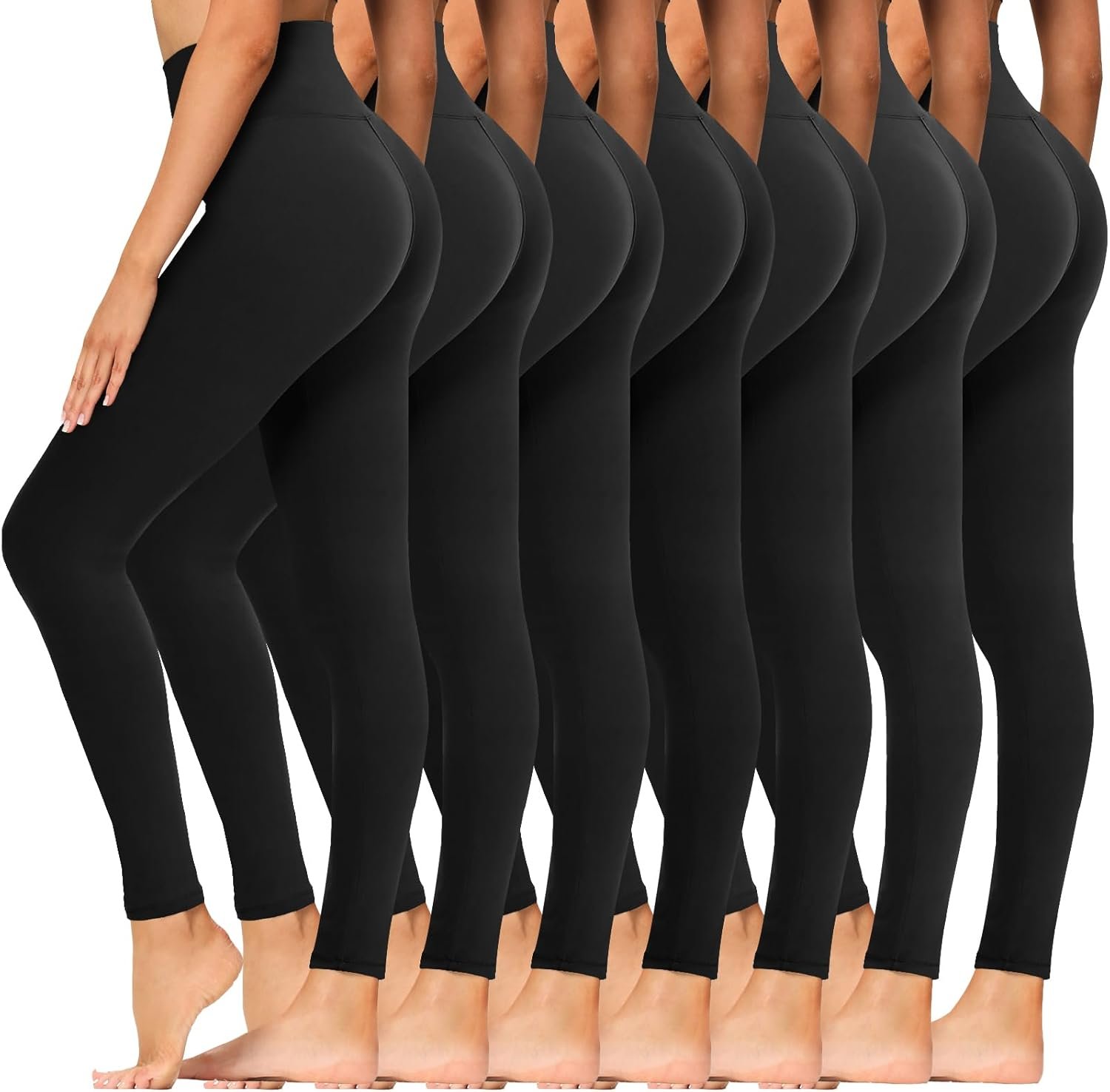 Syrinx 7 Pack Leggings for Women – High Waisted Tummy Control Soft Yoga Pants for Workout Running