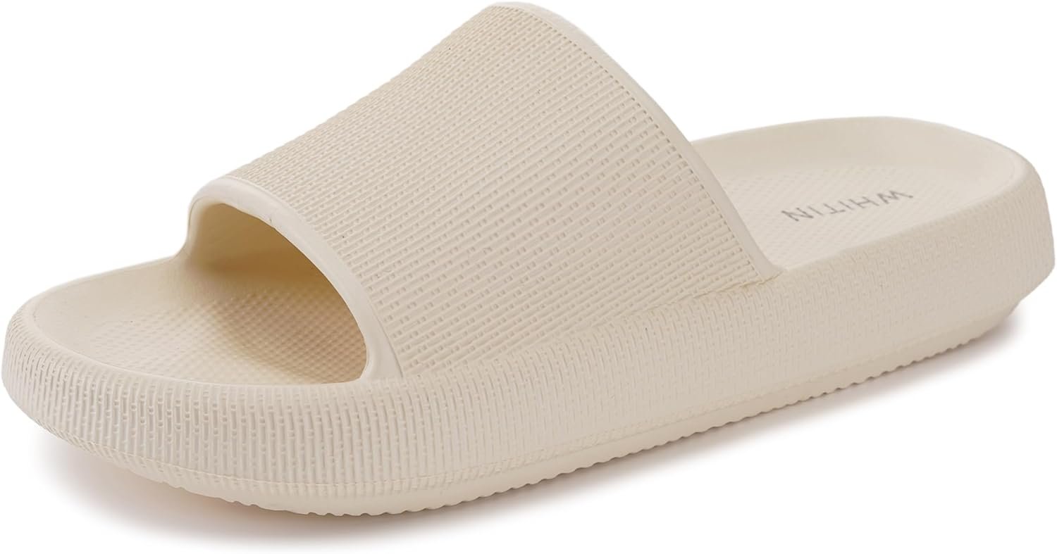 WHITIN Pillow Slippers for Women Non Slip | Cushioned Thick Sole Slides | Quick Drying Bathroom Sandals