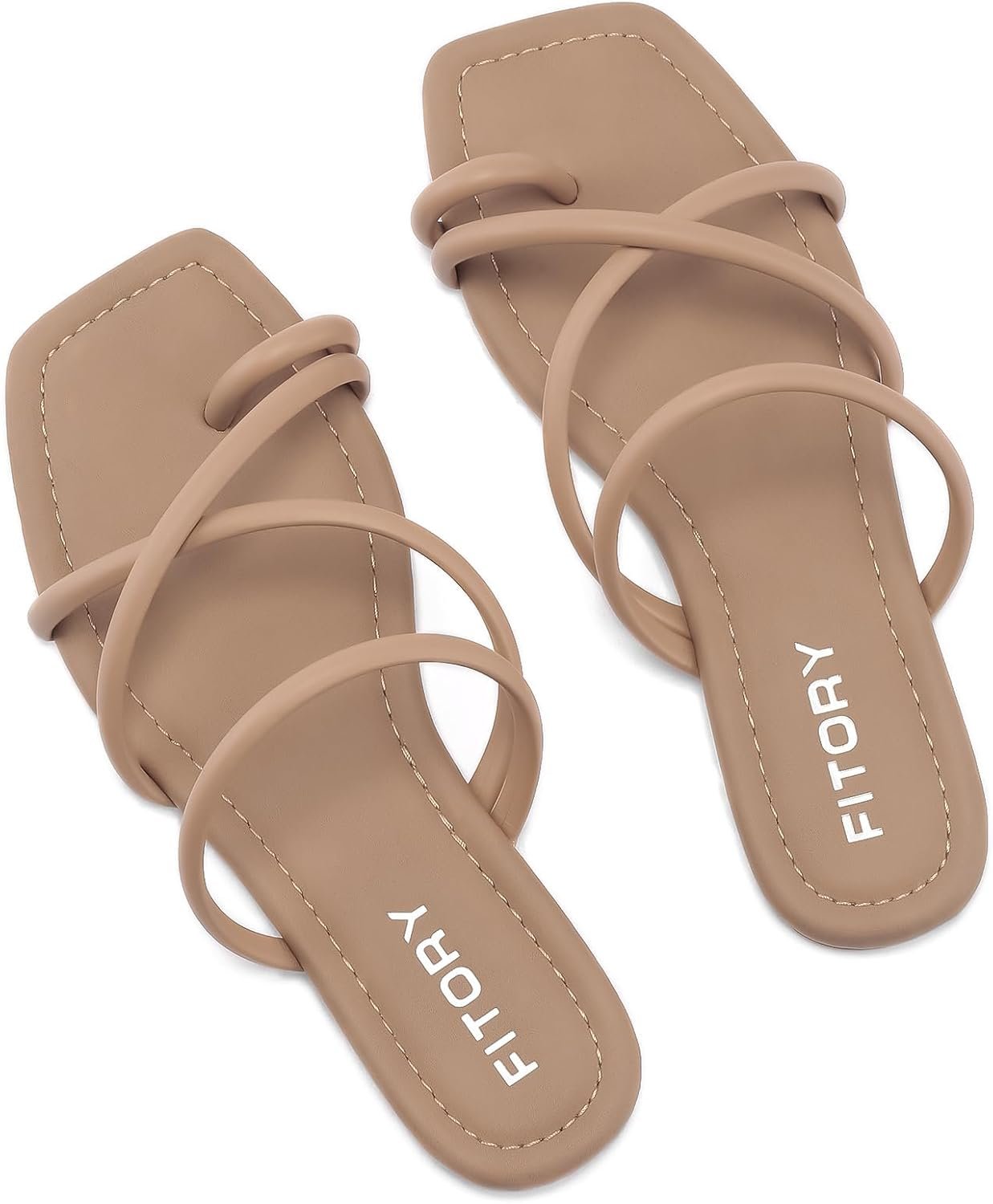 FITORY Women’s Slide Sandals Flat Toe Ring Thongs with Cross Strap for Summer Size
