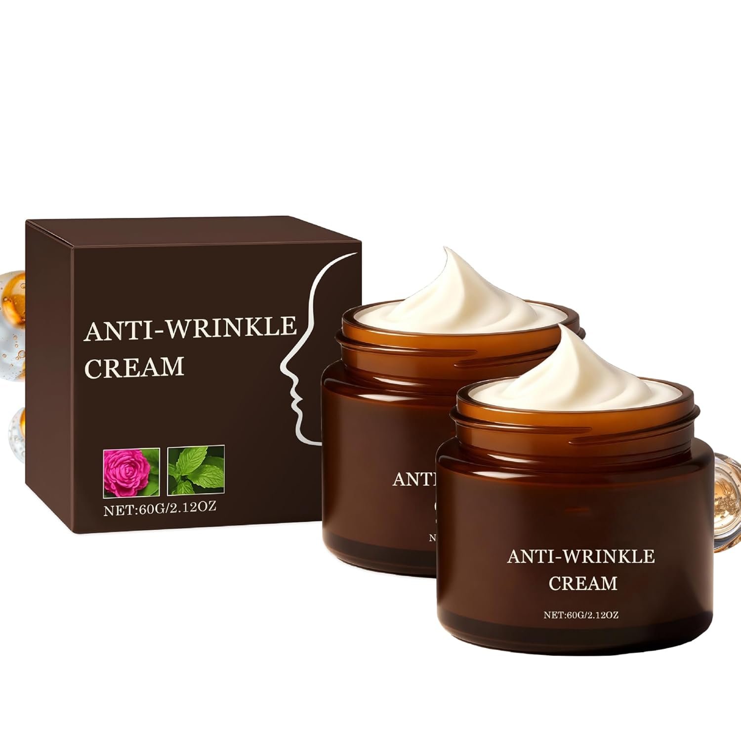 Retinol Anti-Wrinkle Cream, Firms and Lifts Skin, Improve Fine Lines，Restores Elasticity, Deep Hydration for All Skin Types (2PCS)