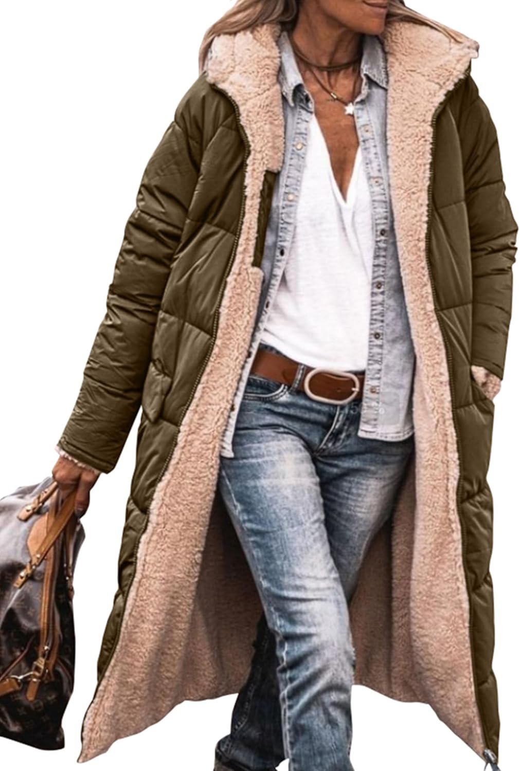 PRETTYGARDEN Women’s 2025 Winter Fashion Clothes Oversized Shearling Fleece Long Coats Jackets