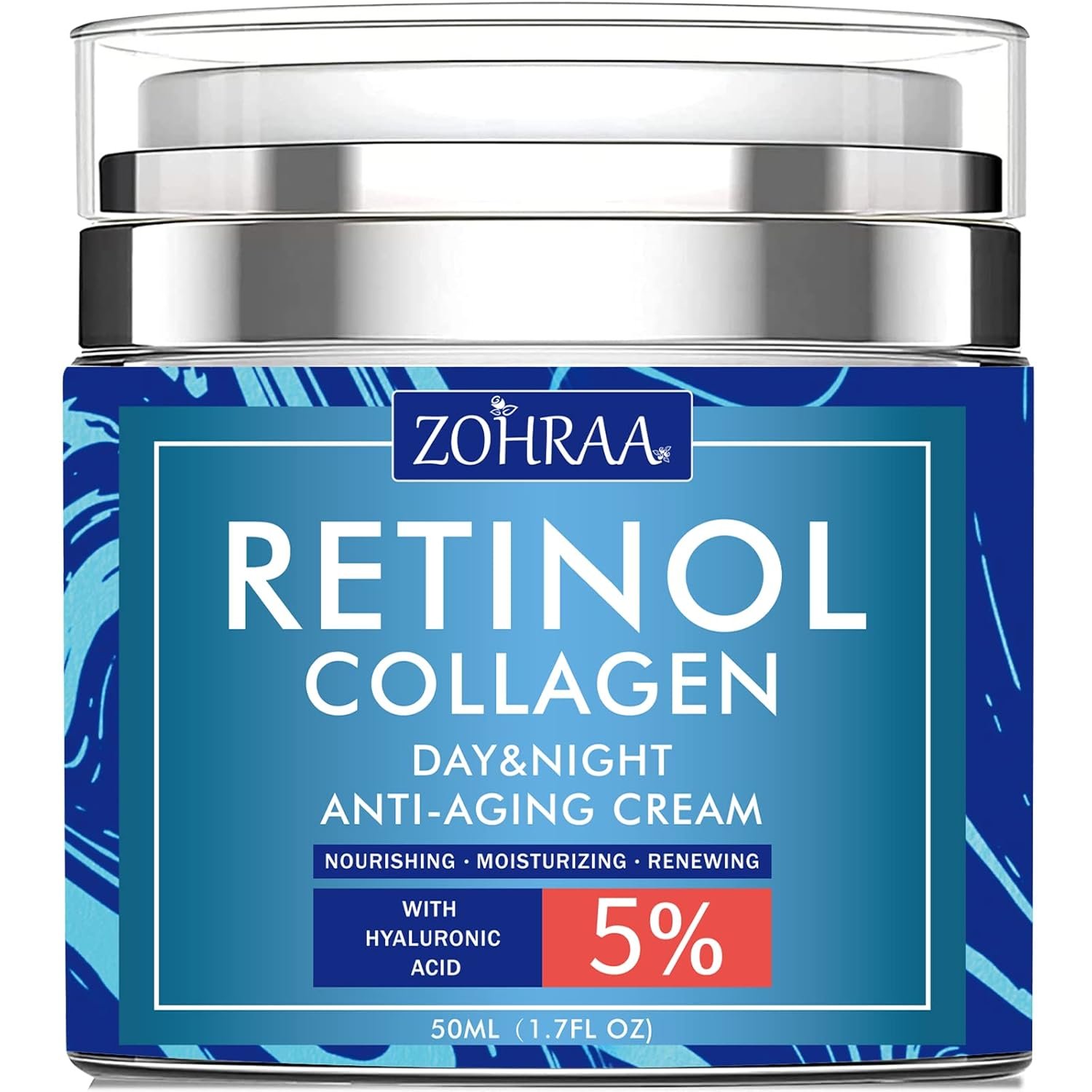 Retinol Cream for Face – Facial Moisturizer with Collagen and Hyaluronic Acid, Anti-Wrinkle Reduce Fine Lines Vitamin C+E Natural-Ingredient Day Night Anti-Aging For Women Men