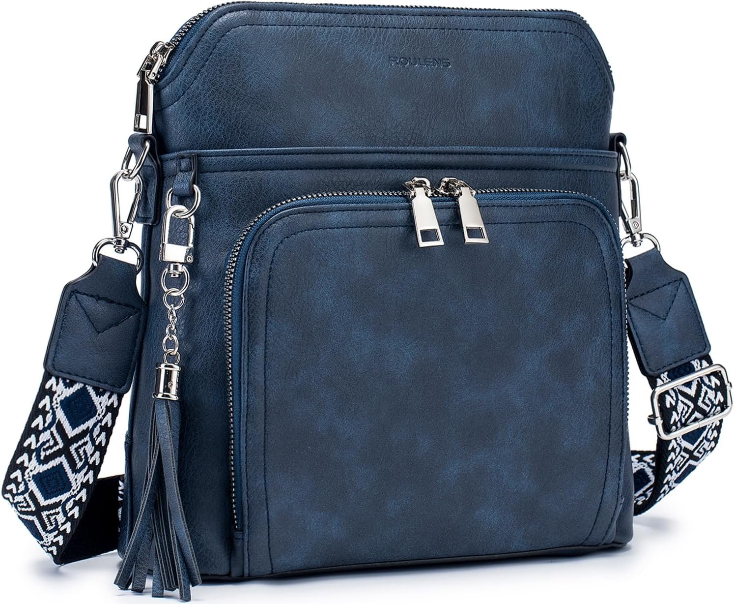 Roulens Crossbody Purse for Women Vegan Leather Medium Crossbody Wallet Bag for Travel Women Shoulder Handbags with Tassel