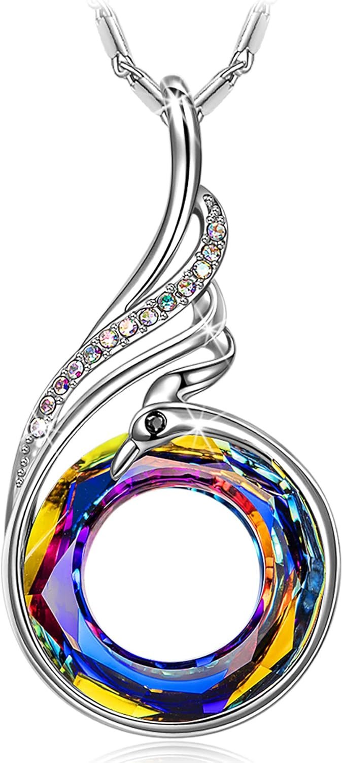Kate Lynn “Rise From the Ashes Phoenix Necklace Made with Crystals from Austria, 18″+2” Necklace, Packaged with Jewelry Box, Birthday Gift for Women, Symbol of Luck and Renewal