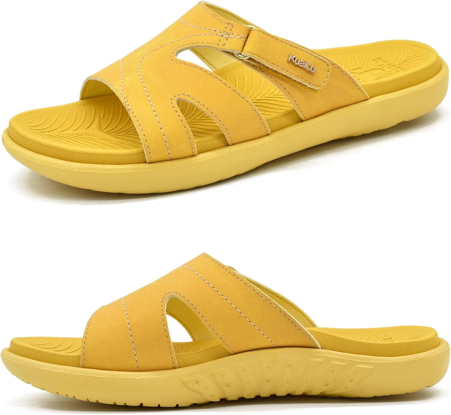 KuaiLu Womens Fashion Orthotic Slides Ladies Lightweight Athletic Yoga Mat Sandals Slip On Thick Cushion Slippers Sandals With Comfortable Plantar Fasciitis Arch Support