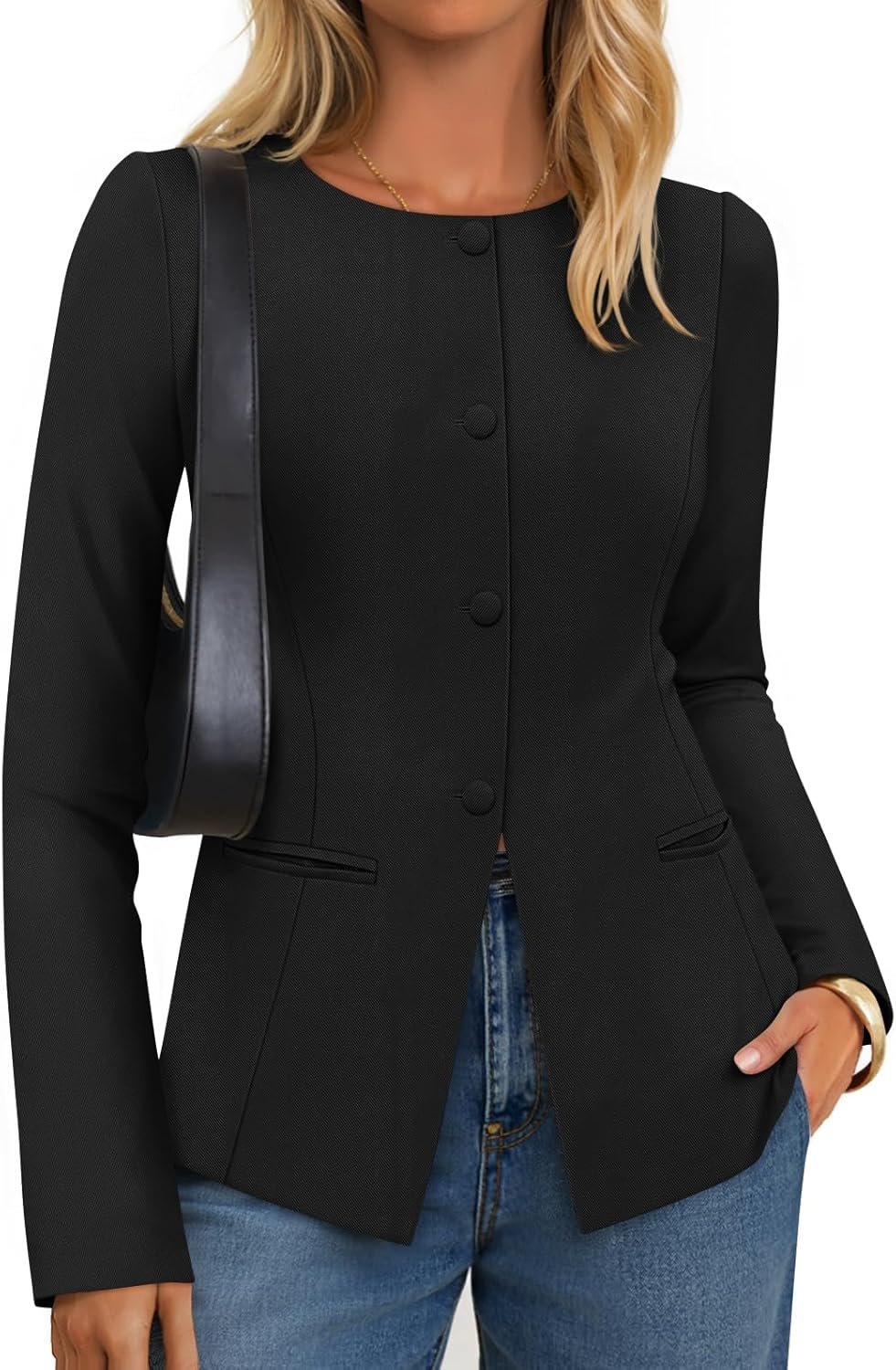 ZESICA Womens Business Casual Blazers Fall Long Sleeve Button Suit Jackets Office Work Outfits Fitted Blazer Clothes 2026