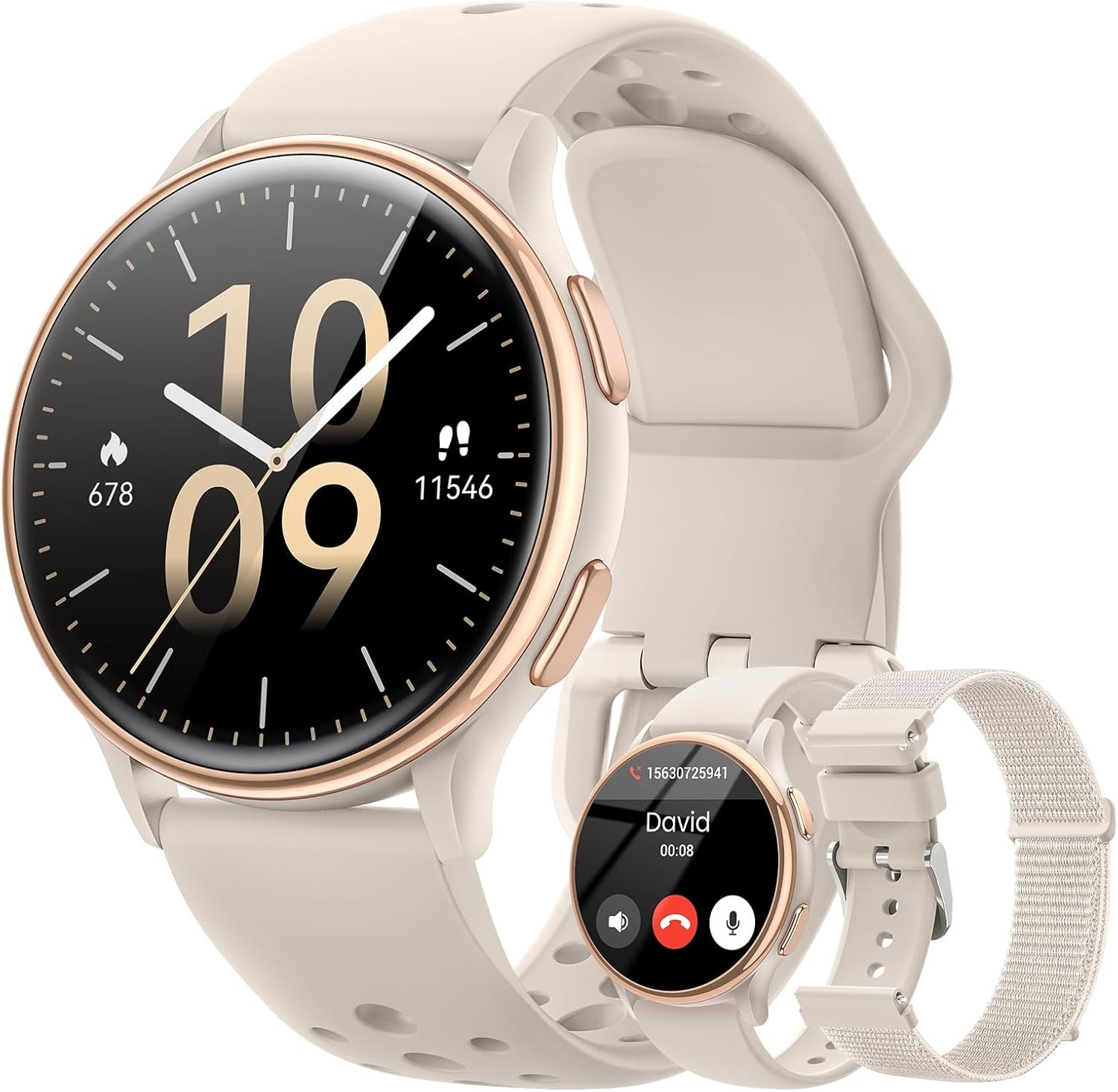 Smart Watches for Women(Answer/Make Calls), 1.27” AMOLED Screen Activity Trackers with Heart Rate/Sleep/SpO2 Monitor, Smartwatch for iPhone/Samsung/Android, 120+ Sport Modes IP68 Fitness Watch 3Bands