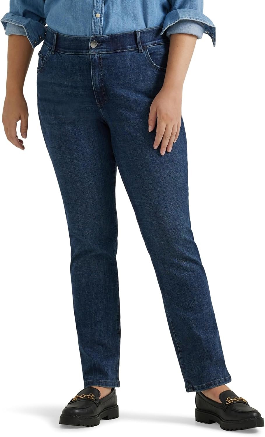 Lee womens Plus Size Ultra Lux Comfort With Flex Motion Straight Leg Jean