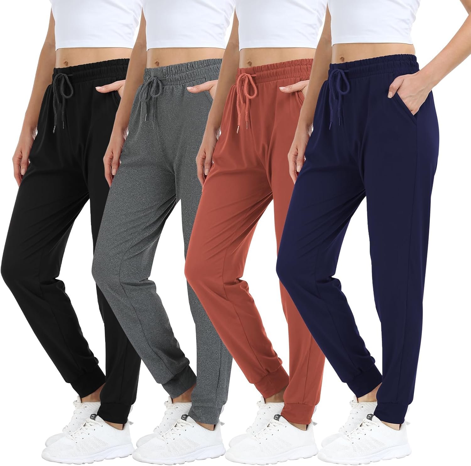 4 Pack Women’s Sweatpants,Joggers for Women with Pockets Ligthweigt Soft Comfortable Pant for Yoga Workout Lounging