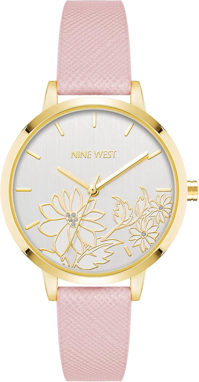 Nine West Women’s Floral Dial Strap Watch, NW/2284