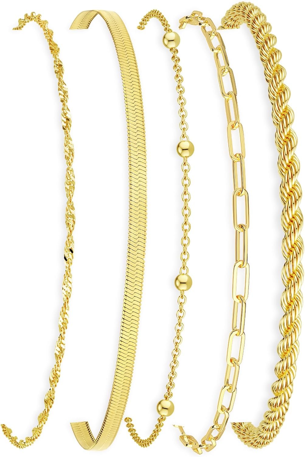 BERISO Gold Bracelets for Women, Elegant Adjustable 14K Gold Plated Bracelet for Women, Trendy Minimalist Dainty Gold Bracelet for Everyday Wear