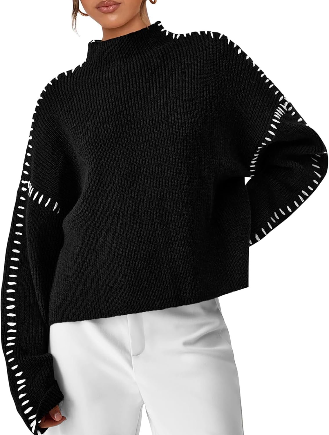 PRETTYGARDEN Women’s Chunky Knit Sweaters 2025 Fall Long Sleeve Mock Neck Oversized Pullover Tops Winter Fashion Clothes