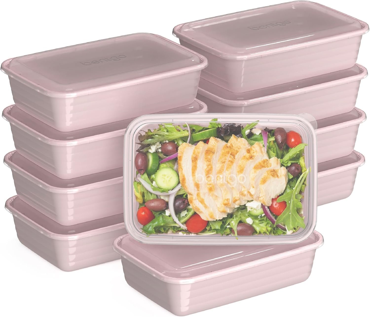 Bentgo Prep – 20-Piece 1-Compartment Reusable Meal Prep Containers with Lids, PFAS & BPA Free Materials, Durable, Microwave, Freezer, & Dishwasher Safe To Go Food Storage (Blush Pink)