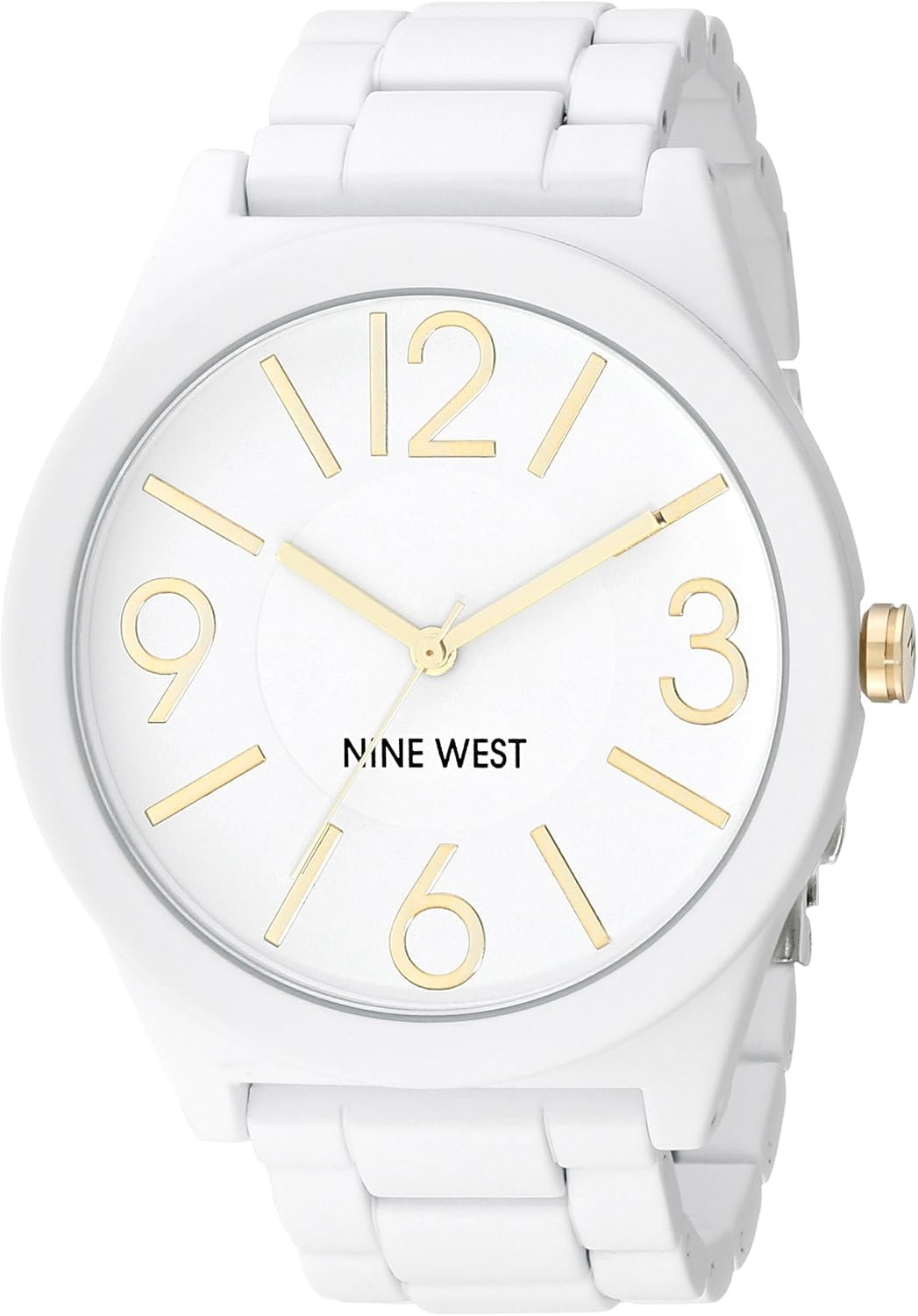 Nine West Women’s Metal Bracelet Watch with Rubberized Coating