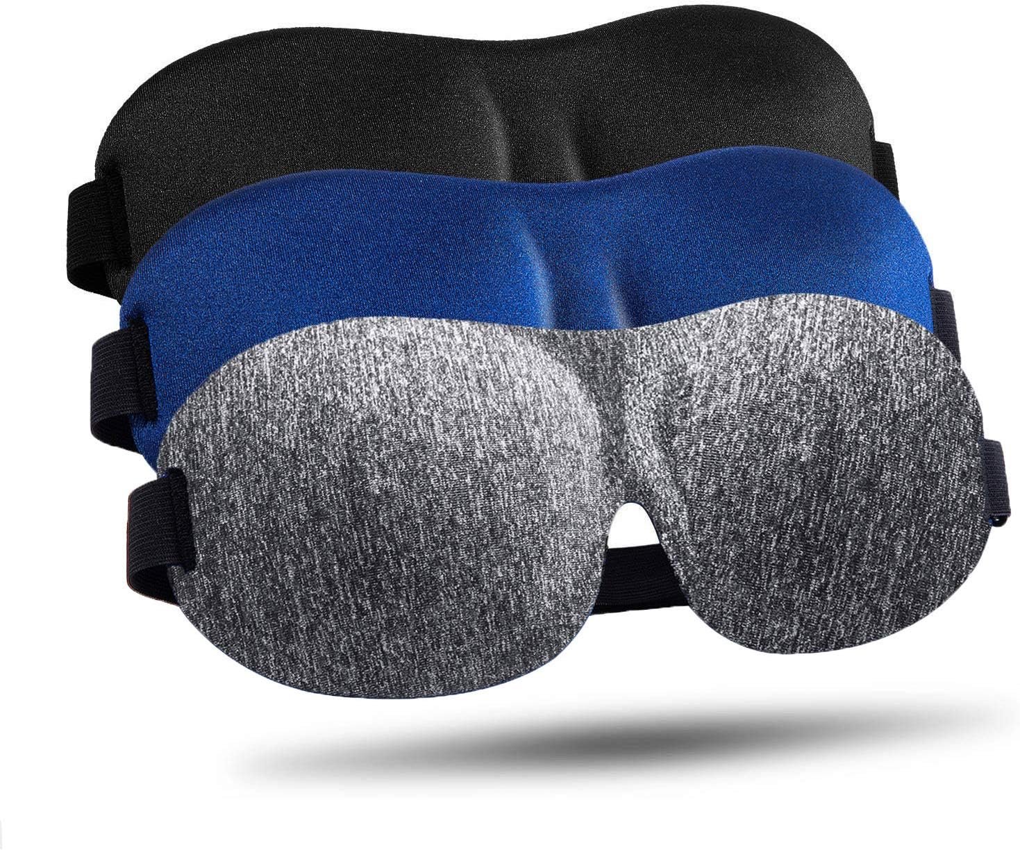 LKY DIGITAL Sleep Mask for Side Sleeper 3 Pack, Blackout 3D Eye Mask for Sleeping, Night Blindfold for Men Women