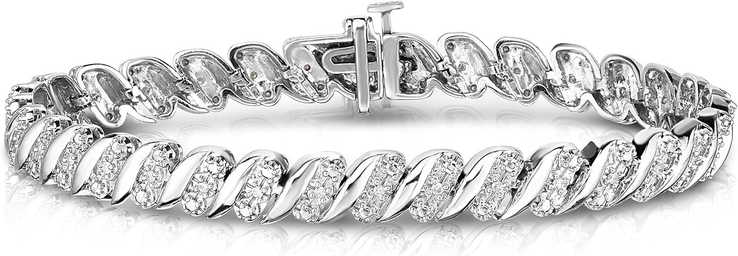 NATALIA DRAKE 1/4 Cttw Wave Link Diamond Tennis Bracelet for Women in 925 Sterling Silver Color I-J/Clarity I2-I3
