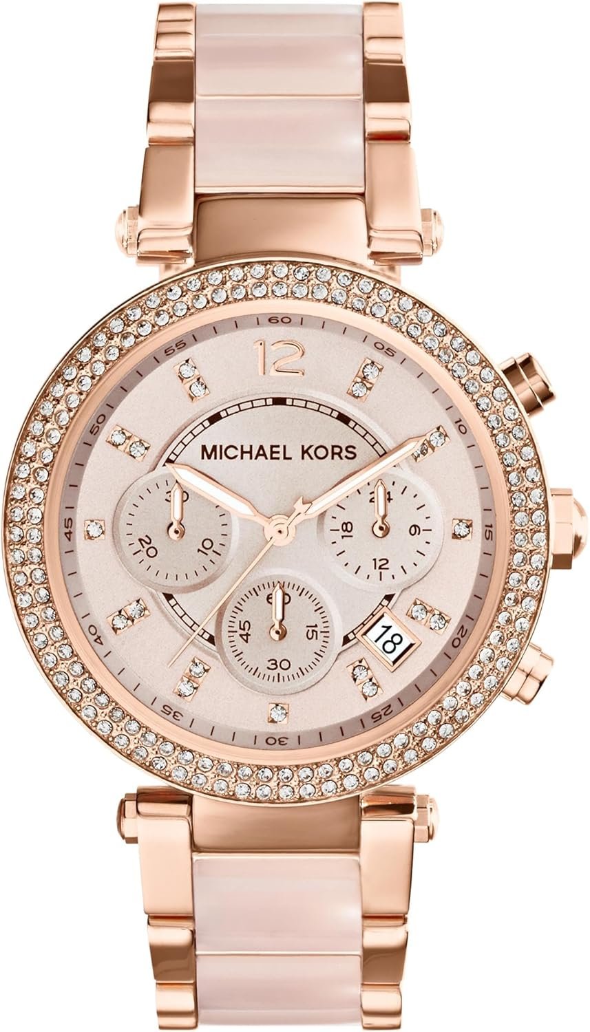 Michael Kors Parker Women’s Watch, Stainless Steel and Pavé Crystal Watch for Women with Steel, Leather, or Silicone Band
