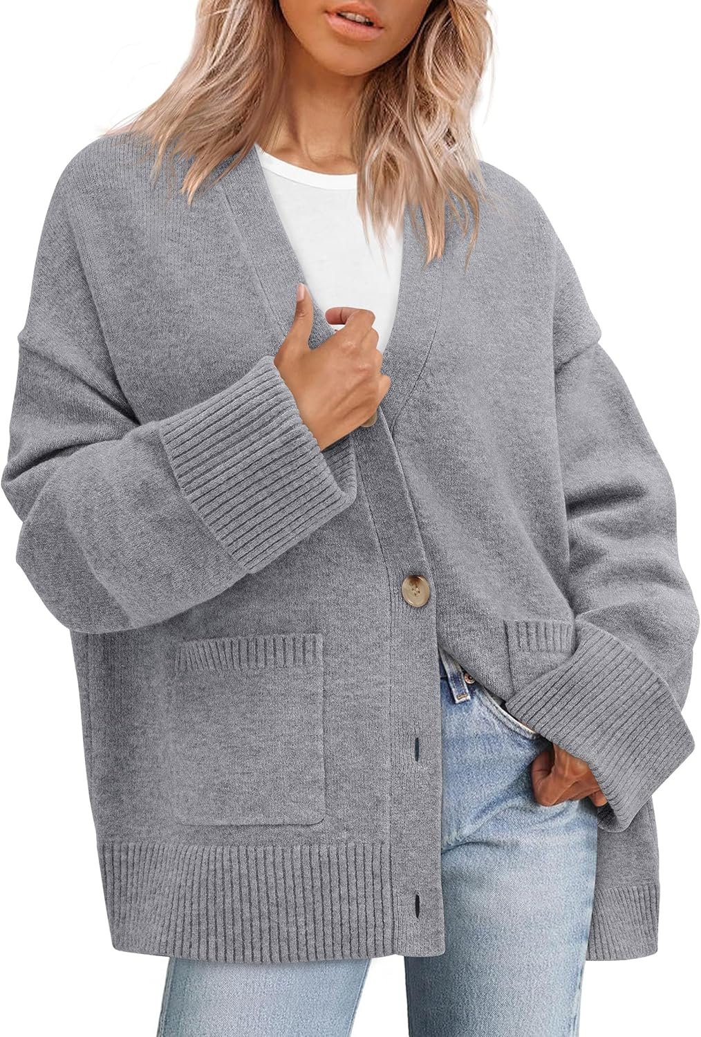 PRETTYGARDEN Women’s 2025 Oversized Cardigan Sweaters Trendy Chunky Knit Long Sleeve V Neck Button Down Fall Winter Outfits