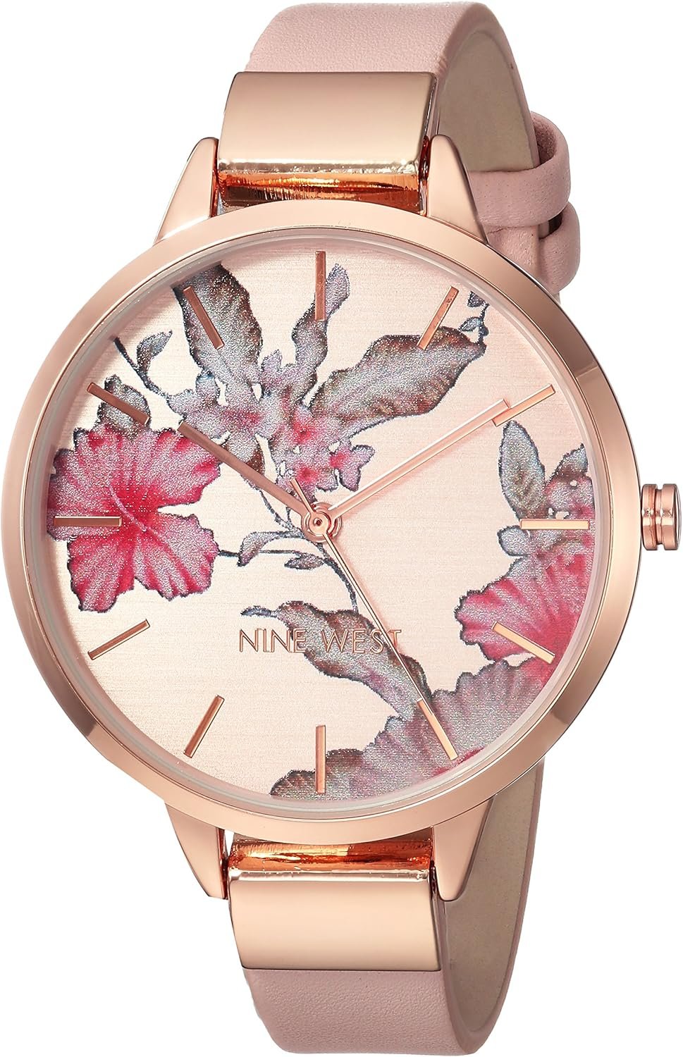 Nine West Women’s Floral Dial Smooth Strap Watch