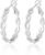 Sterling Silver Hoop Earrings for Women Silver Hoop Earrings White Gold Plated Medium 30mm Twisted Hoops with Cubic Zirconia and Nickel Lightweight for Sensitive Ears