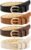 VONMELLI 4 Pack Womens Thin Leather Belt Skinny Waist Belts for Women Fashion Jeans Dress with Gold Buckle