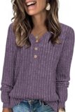 HOTGIFT Sweaters for Womens Winter Long Sleeve V Neck Shirts Casual Loose Fall Fashion Pullover Clothes